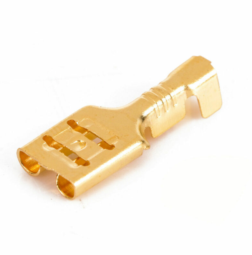 100PCS Quick Disconnect 6.3mm Brass Crimp Terminal Cable Female Spade Connector