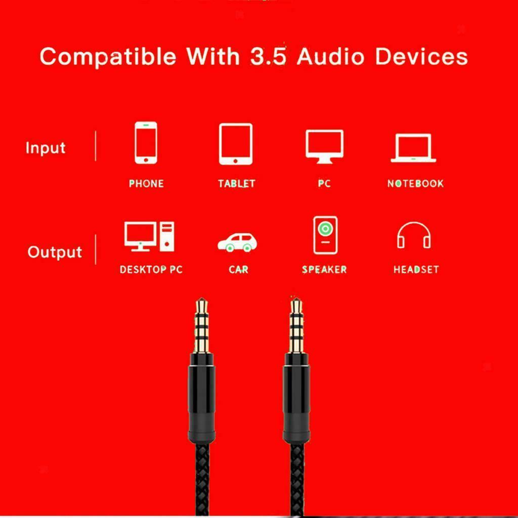 3.5mm Jack Male to Male Aux Audio Cable Nylon Car AUX Audio HiFi Cord 1.5m