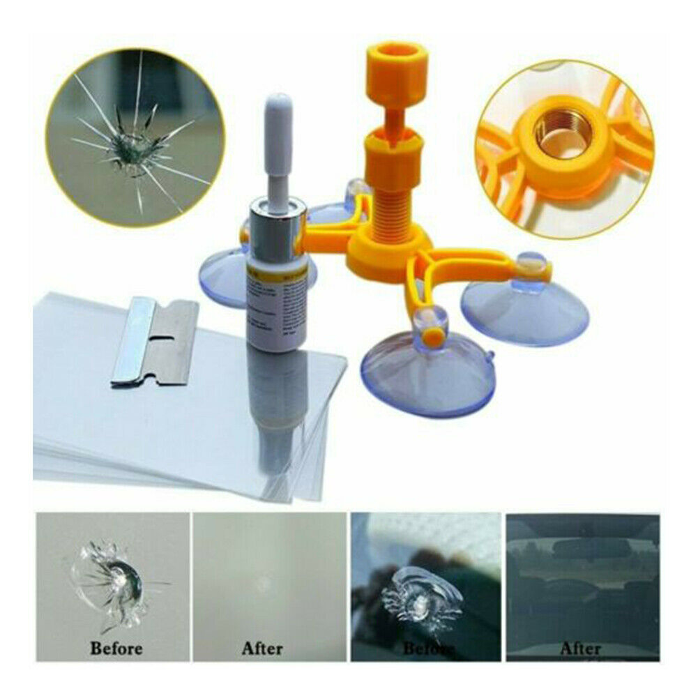 Windshield Repair Kit Quick Fix Car Cracked Glass Windscreen Repair Orange Pack