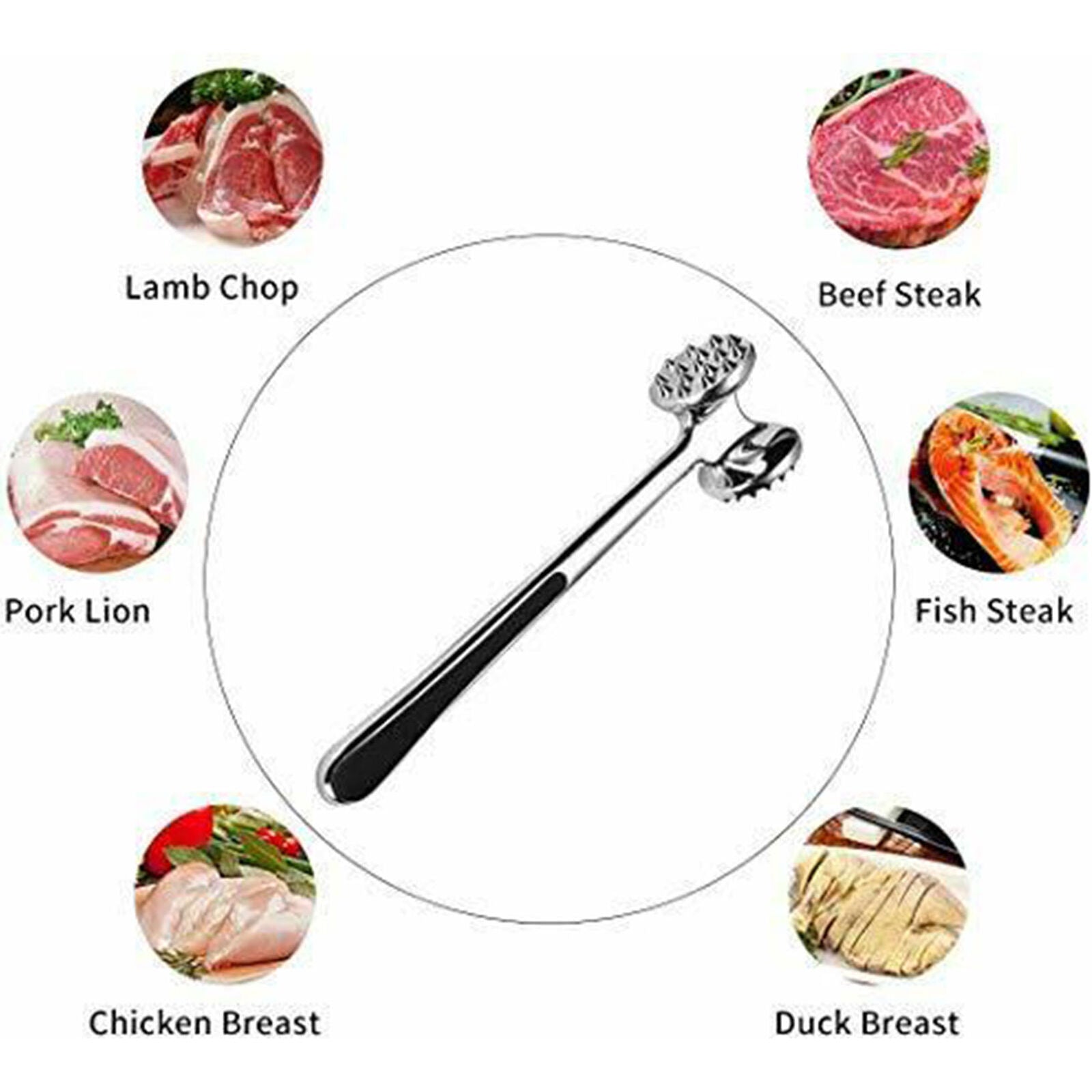 Stainless Steel Meat Mallet Tenderizer Steak Beef Chicken Hammer Kitchen Tool