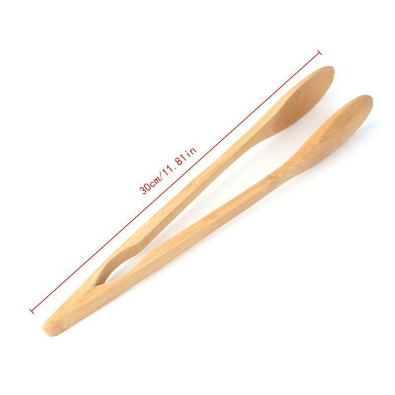 Bamboo Wooden Food BBQ Salad Toast Tongs Cake Pastry Tea Clip Clamp Kitchen Tool