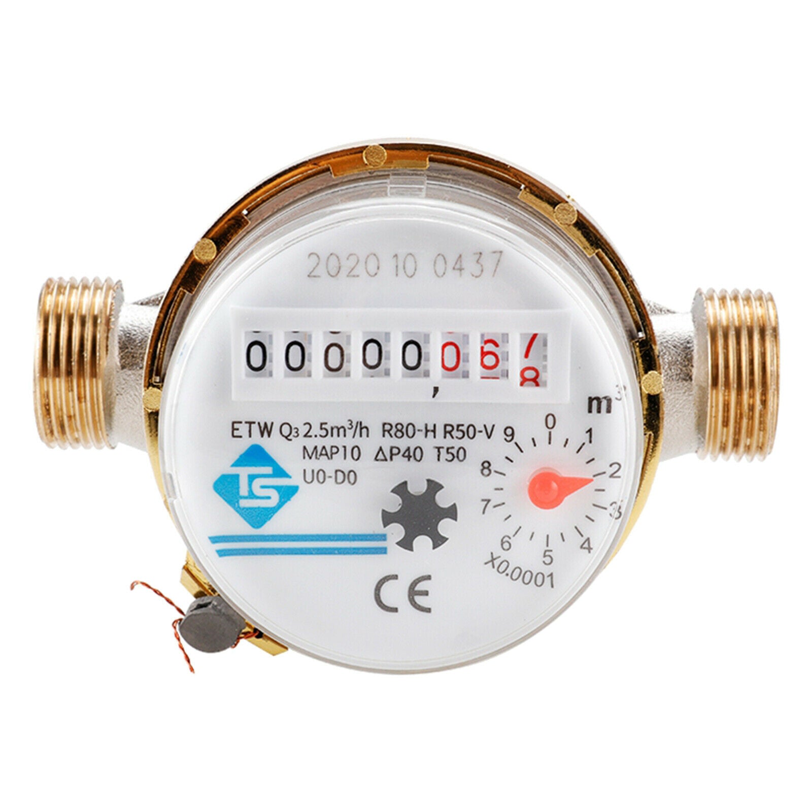 Cold Water Meter 3/4" BSP (20mm) Home and Garden Flow Measure Water Meter