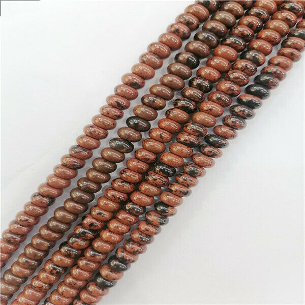 1 Strand 8x5mm Natural Mahogany Obsidian Rondelle Abacus Spacer Beads 15" HH9346