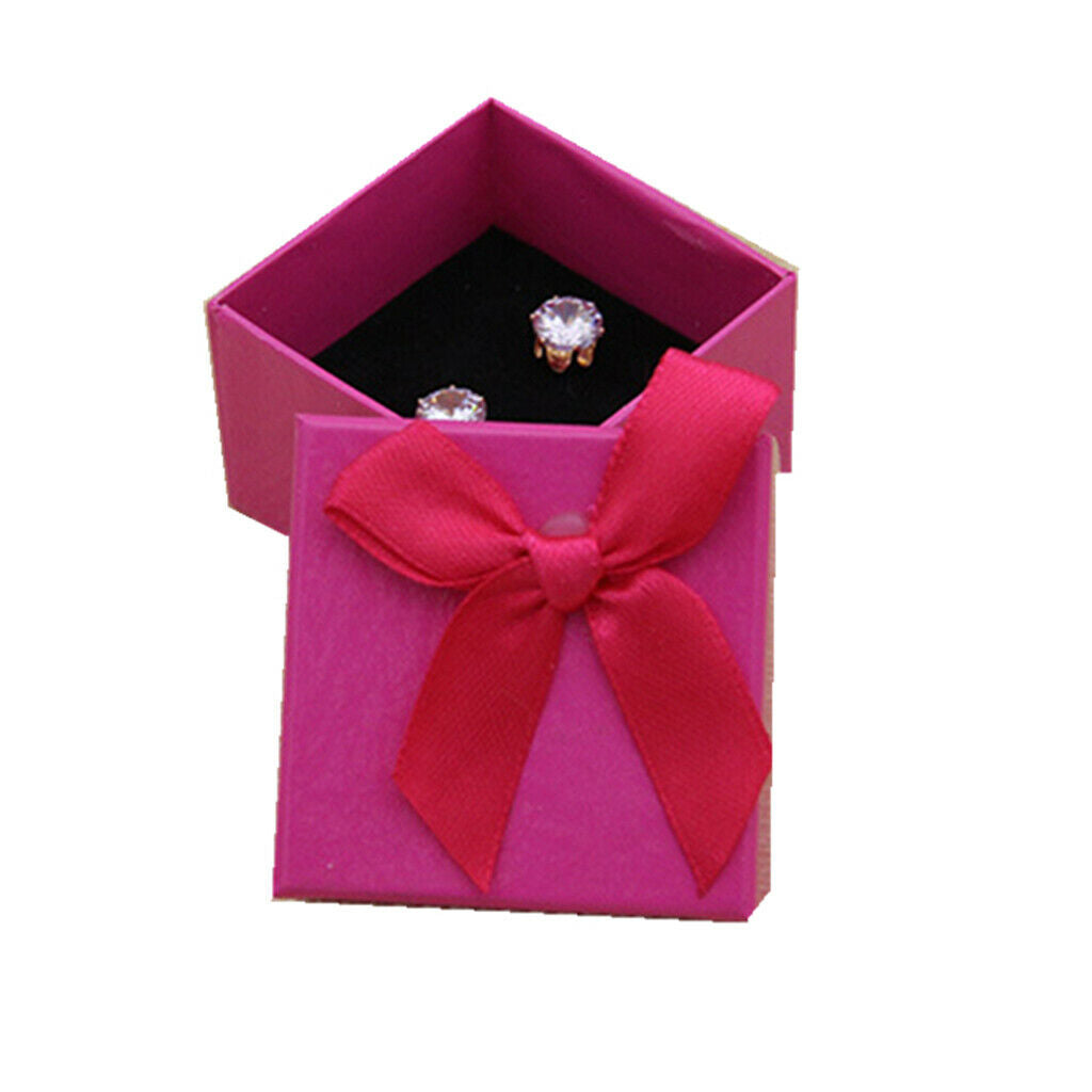 24 Pack Candy Color Square Cardboard Jewelry Boxes Bowknot Wedding  Rosy