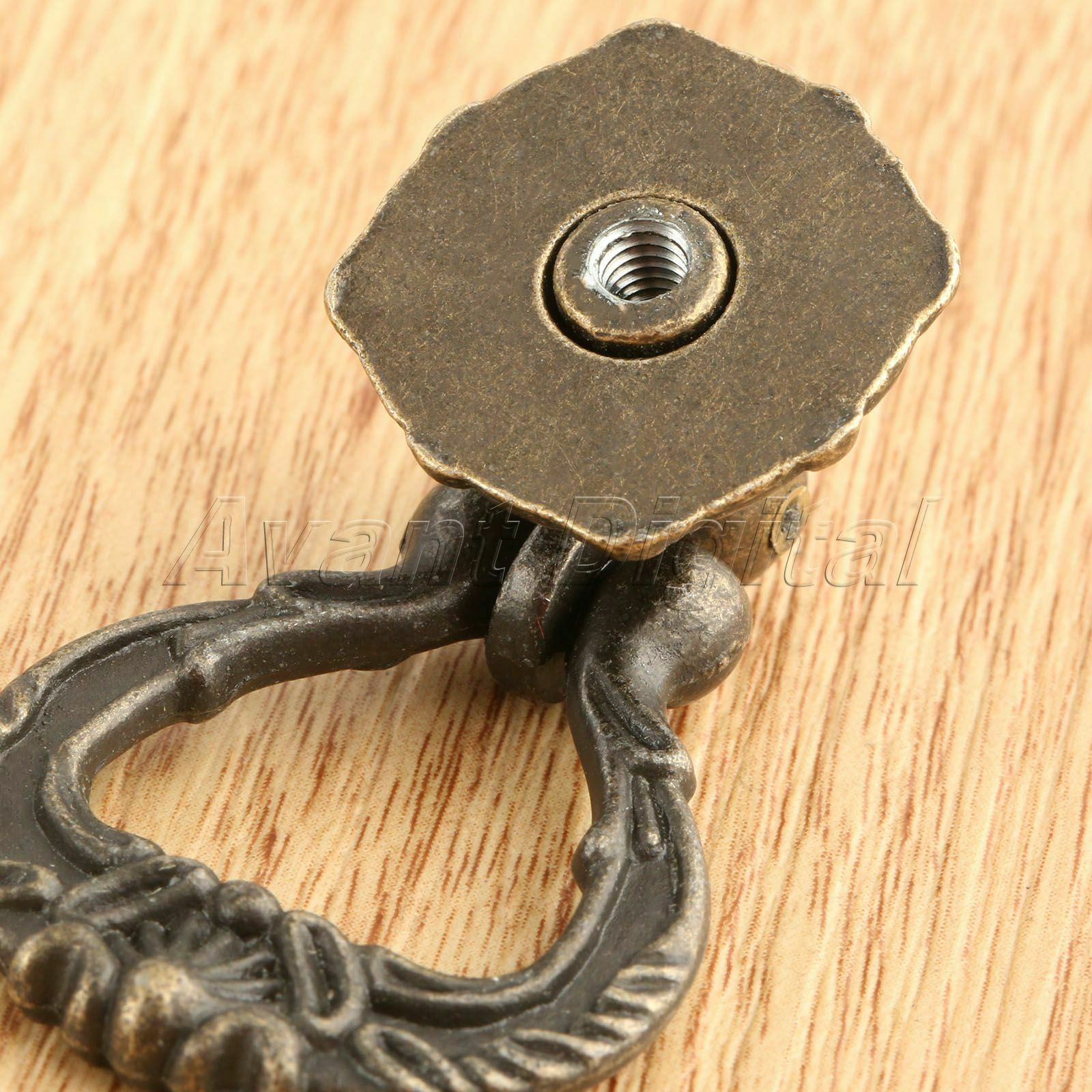 Retro Wood Box Drawer Wardrobe Pull Ring Cabinet Door Pull Knob Handle Hardware
