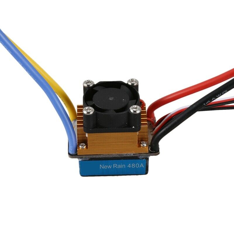 480A Brushed ESC Single Motor with Cooling Fan Waterproof 2-4S 3 Modes 5V/3A BU9