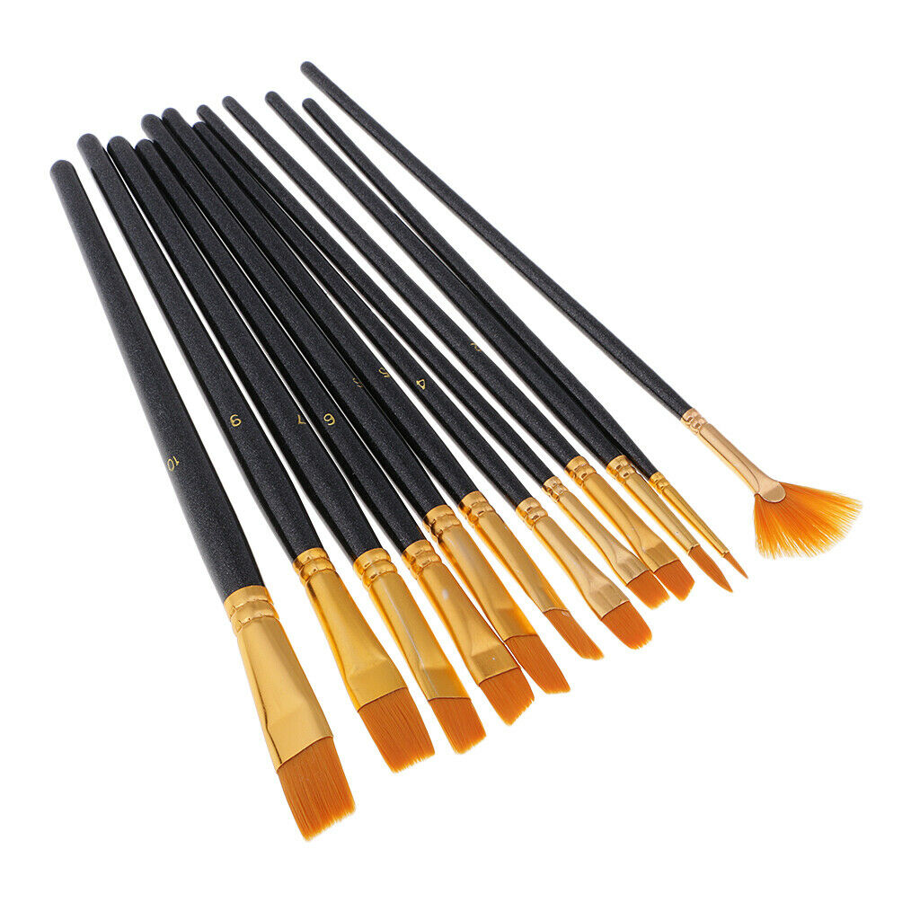 12pcs Students Paint Brushes Long Drawing Painting Professional Brush Set