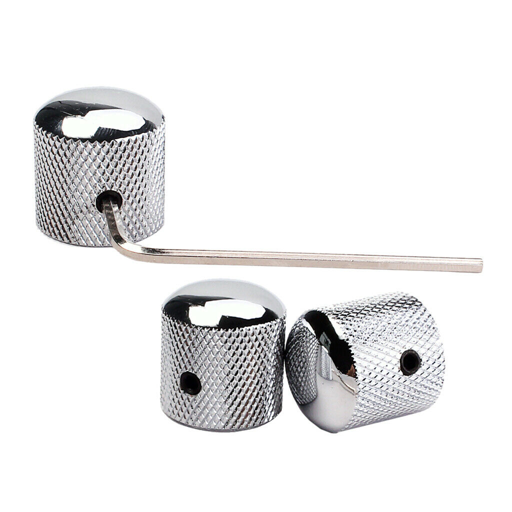 3x Metal Domed Volume Tone Control Knobs for Electric Guitar