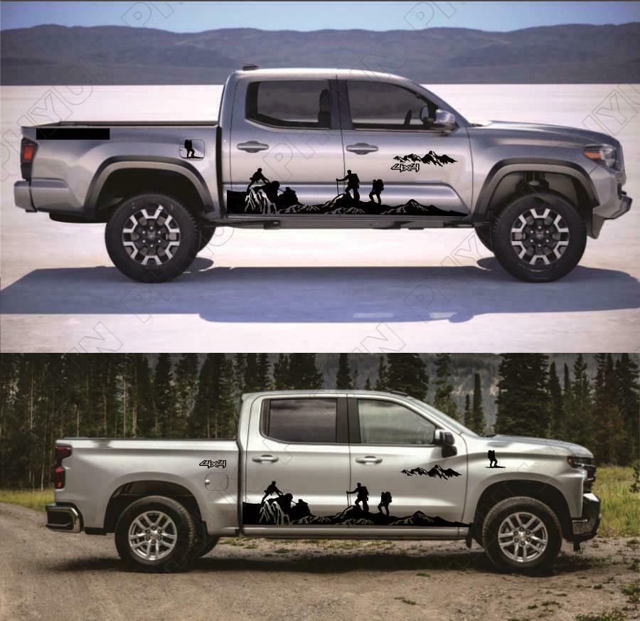 2x Car Truck Body Stickers Decals Black Mountain Peak Style 260 x 50cm Universal