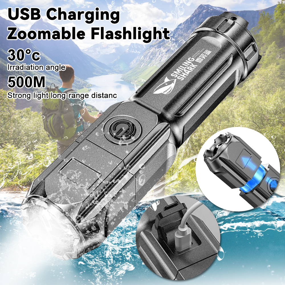Portable Super Bright Torch Led Flashlight Rechargeable Zoomable light Camping