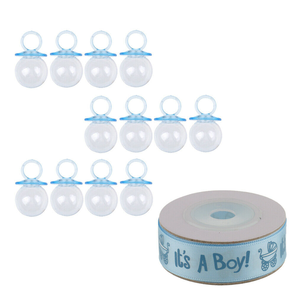 12x Pacifier Candy Box Bottle With 10 Yards Of Satin Ribbon Baby Shower