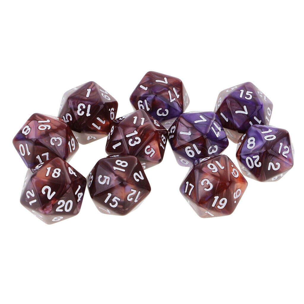 2X Set of D20 Polyhedral Dice for Roleplaying Game Party Supplies Purple Coffee