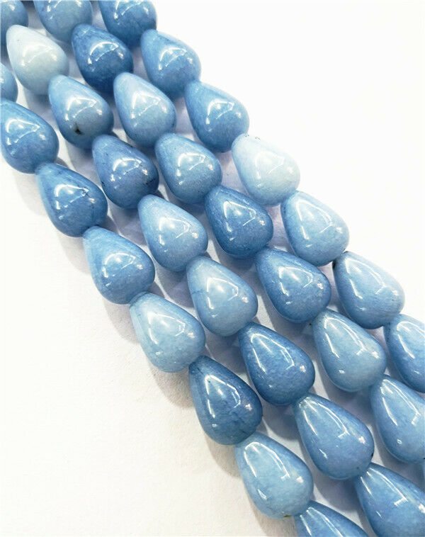 1 Strand 14x10mm Blue Malay Jade Teardrop Spacer Loose Beads 15.5inch HH7862