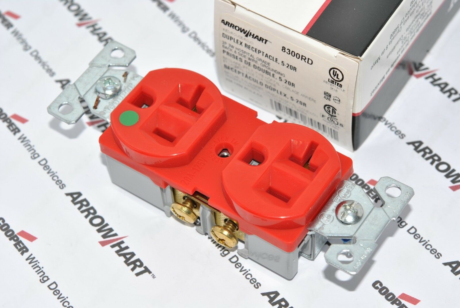 1pcs-COOPER 8300RD 20A 125V Hosptial Grade Duplex Receptacle Outlet