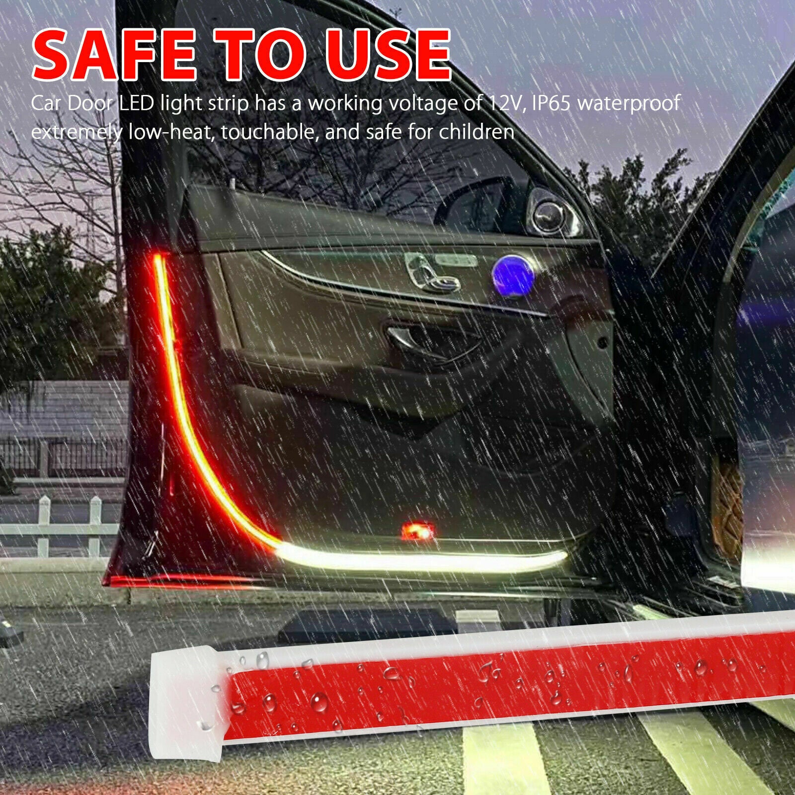 2pcs Car Door Open Warning Lamp Flashing LED Lights Strip Anti-collision Safety