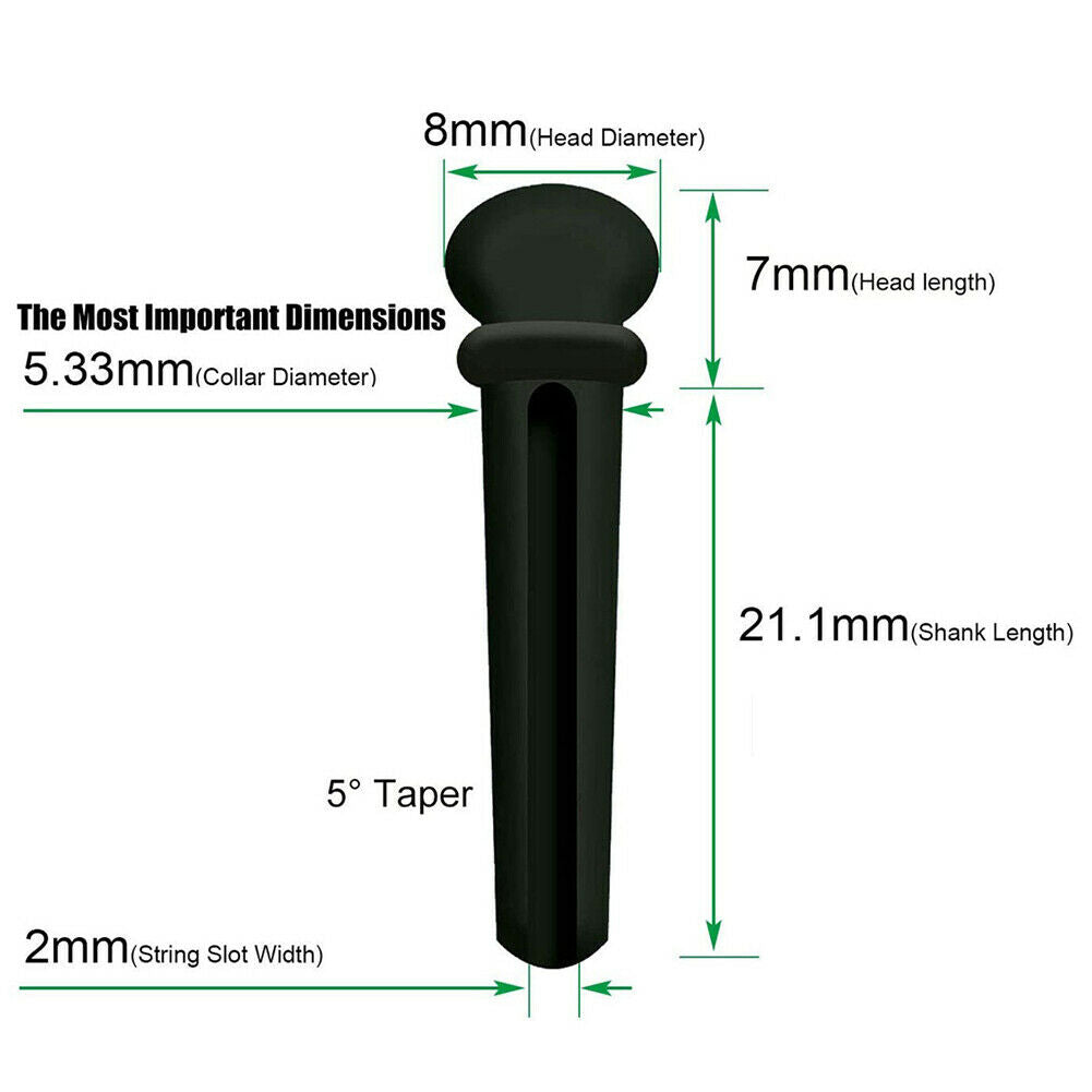 6x Ebony Acoustic Guitar Bridge Pins String Nail with Endpin Puller Remover @