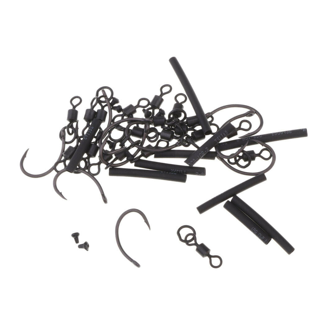 10 Carp Fishing Hooks Ready Tied Ronnie Rigs Hook Links for   Ups Fishing