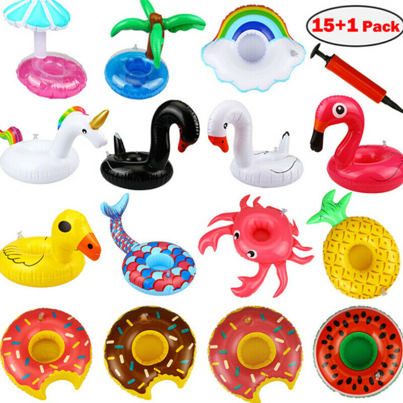 15Pcs Inflatable Floating Drink Can Cup Holder Hot Tub Swimming Pool Beach Pa_DD