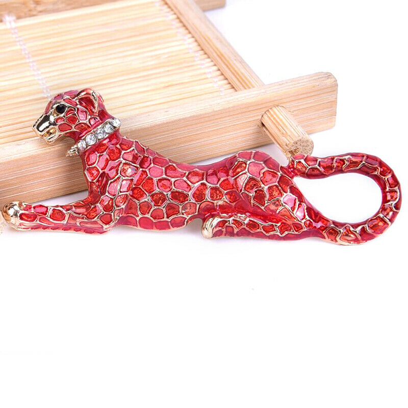 Fashion Crystal Red Leopard Brooch Pin Collar Badge Corsage Jewelry Accessori Rf