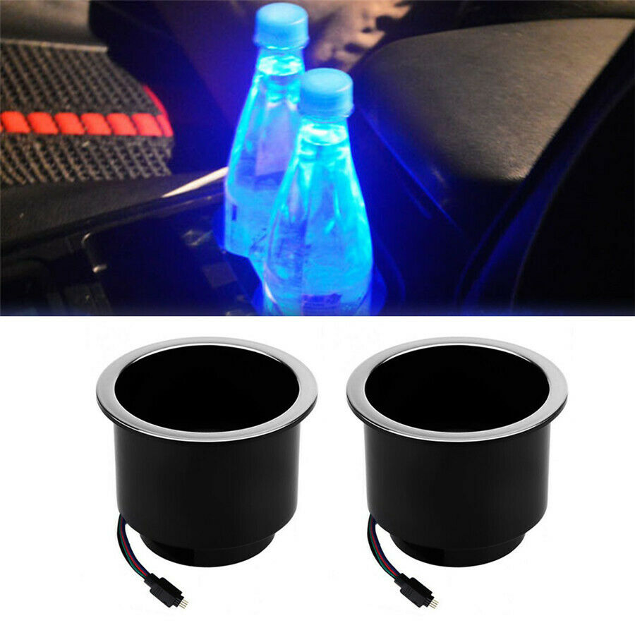 2IN1 14 LED RGB Recessed Boat Cup Drinks Holder Marine Drink Stand Holder Bottle