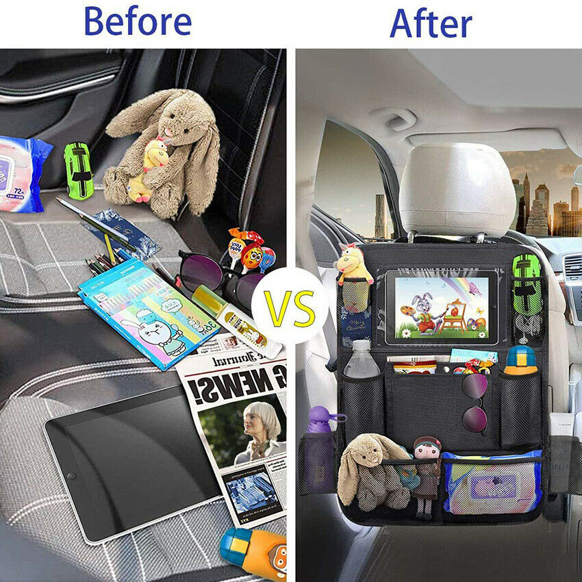 Car Back Seat Organizer With Phone Tablet Holder Touch Screen Pocket Storage