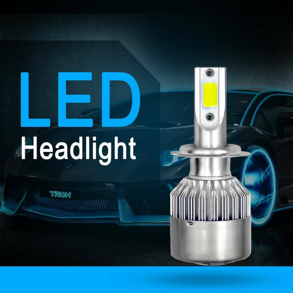 1 Pair Car COB H7 C6 12000LM 72W LED Headlight Kit Hi/Lo Turbo Light Bulbs 6000K