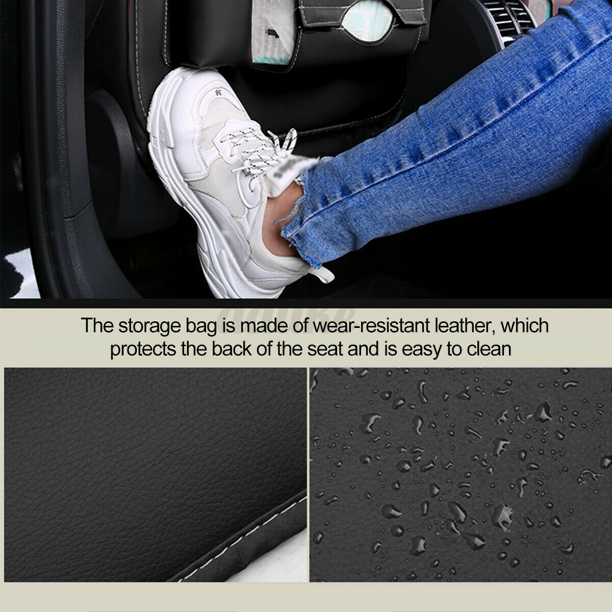 2X Foldable Car Back Seat Organiser Leather Storage Bag Table Tray Cup Hol