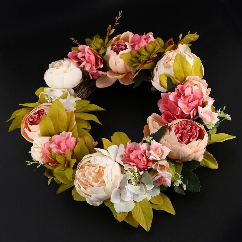 Artificial Flower Wreath Peony Wreath - 16inch Door Wreath Sp Wreath Round WreQ1