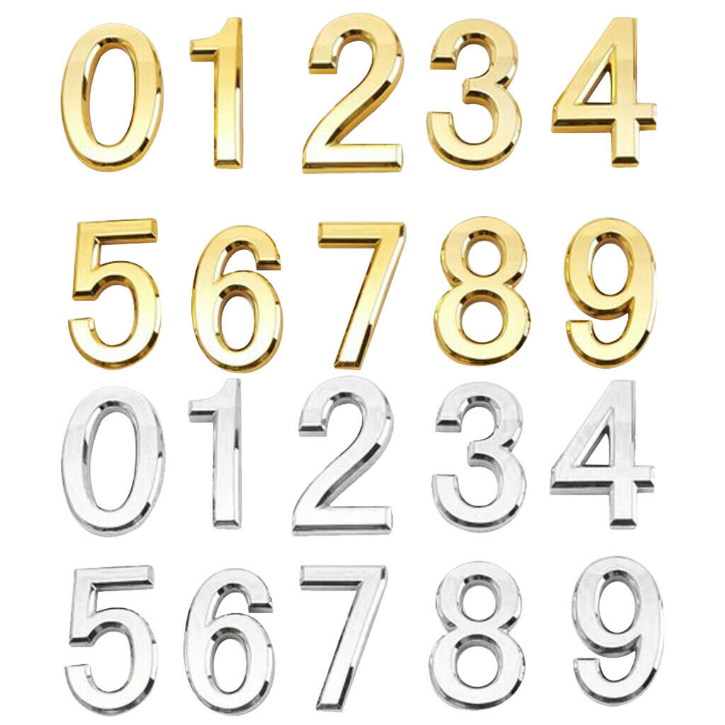 2pcs MODERN HOUSE SIGN PLAQUE DOOR NUMBER STREET NAME DIGIT PLATE #1
