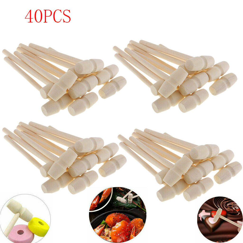 40-Piece Wooden Hammer Mallet 140x43x19mm Crab Lobster Seafood Crackers