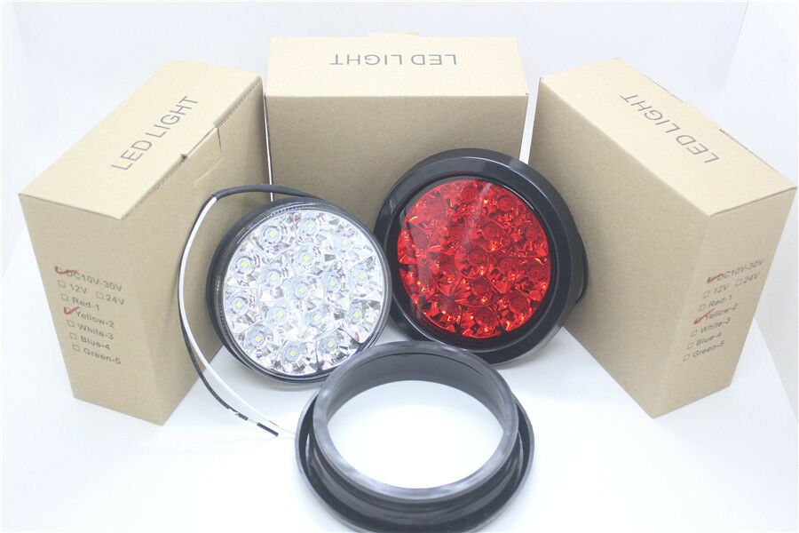 1 Pcs LED Round Clear Lens White Tail Lights Back-up Lamps for Truck Trailer RV