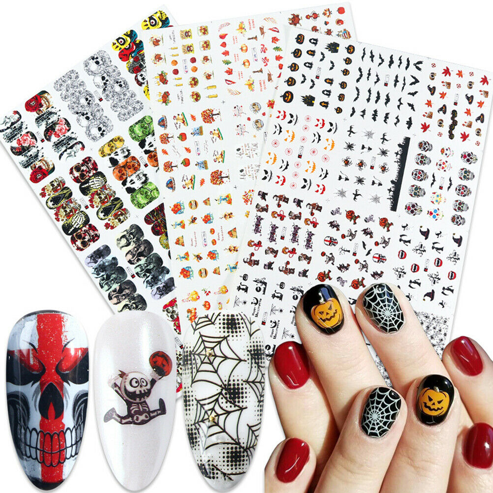 Halloween Nail Art Stickers Skeleton Decals Nails Foil Manicure Decoration