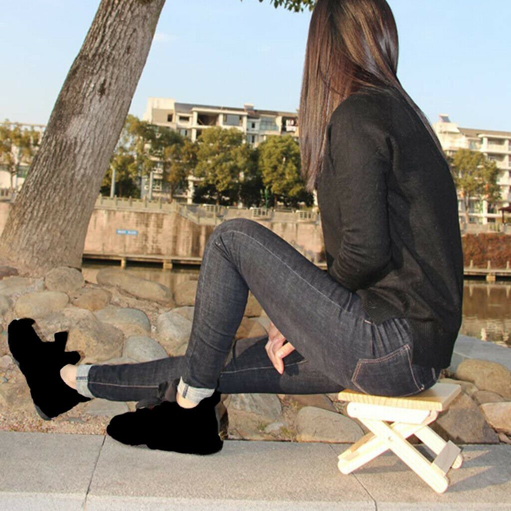 Portable Foldable Wooden Stool Heavy Duty Small Chair Seat Outdoor Patio