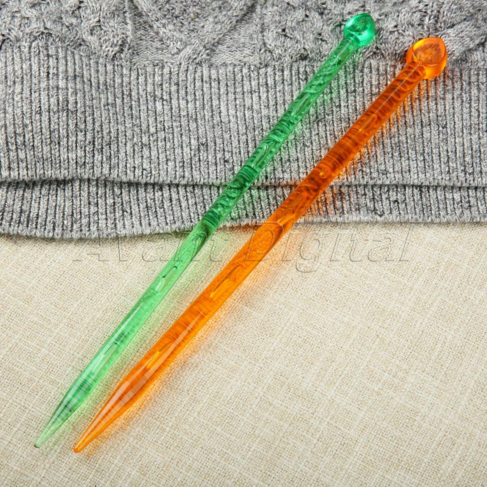 Multicolor Plastic Crystal Scarf Sweater Knitting Needles Weaving Tool 14Pcs