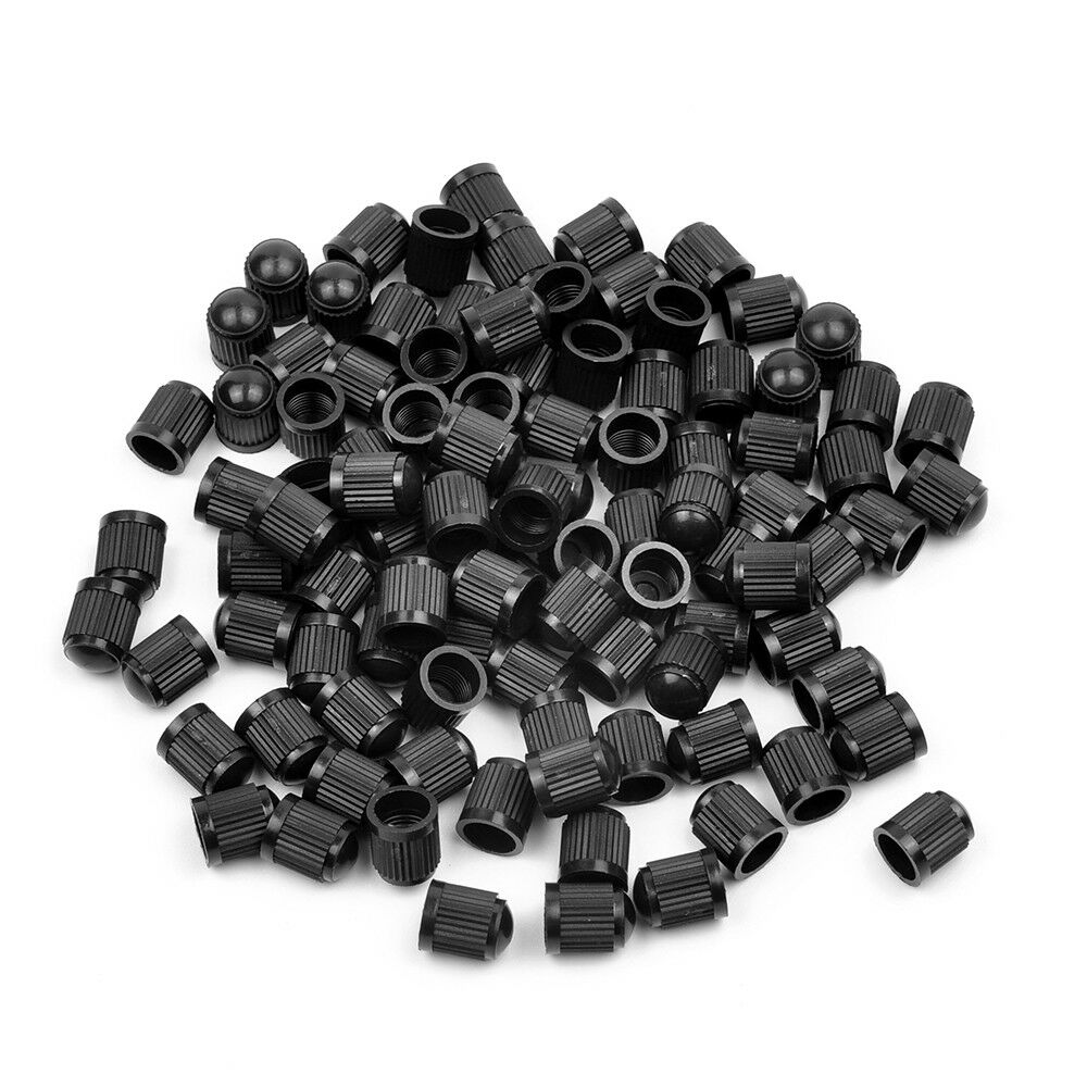 Lots 100Pcs Plastic Car Bike Motorcycle Truck Wheel Tire Valve Stem Caps Black
