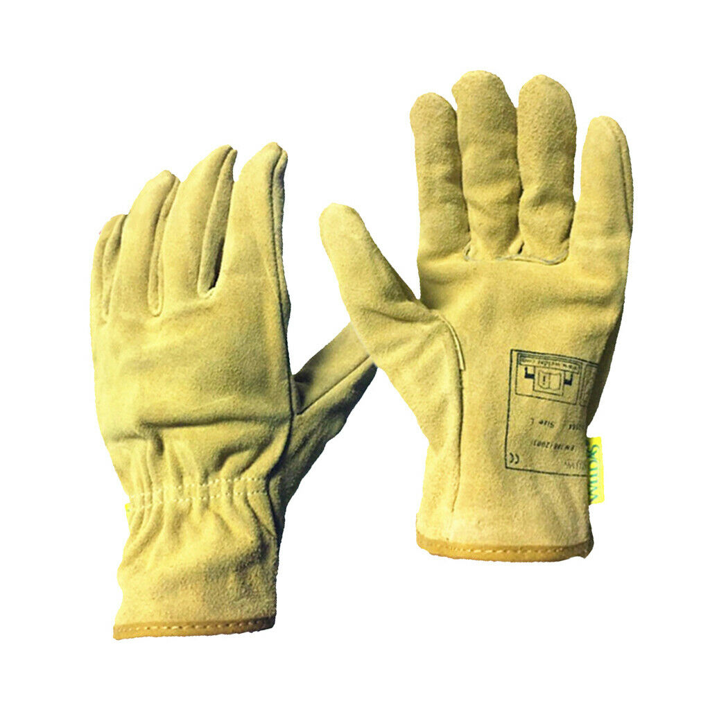 1 Pair Fireproof Wearable Welders Welding Gauntlet Work Gloves Yellow