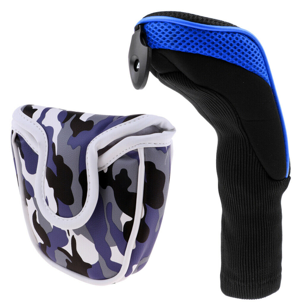2Pcs Multi-function Golf Mallet Putter Head Cover Headcover Protector Bag Gear