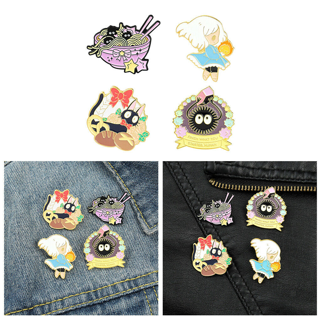 4Pcs Mini Anime Brooch Pins Set Lapel Pins for Women Men Bags Decor Prom