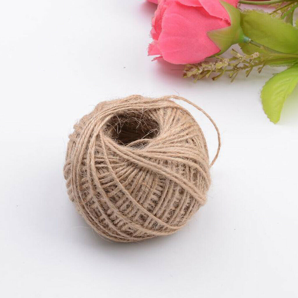 50M 2mm Colorful Natural Jute Twine Cord String Rope 2 Ply 4 Rolls DIY Craft