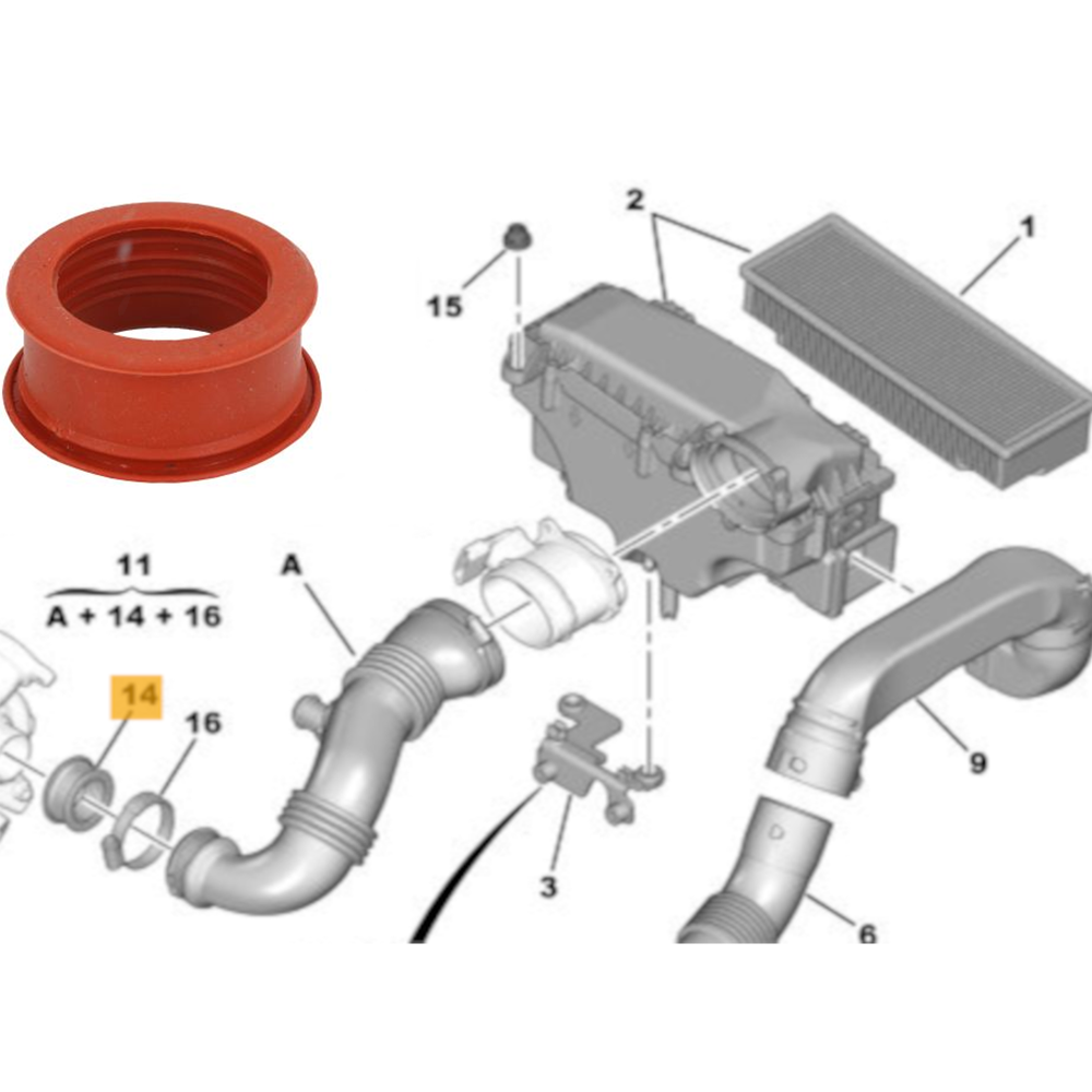 For PEUGEOT Expert Partner 1434C8 Sealing RingRubber Turbo Air Pipe Sleeve