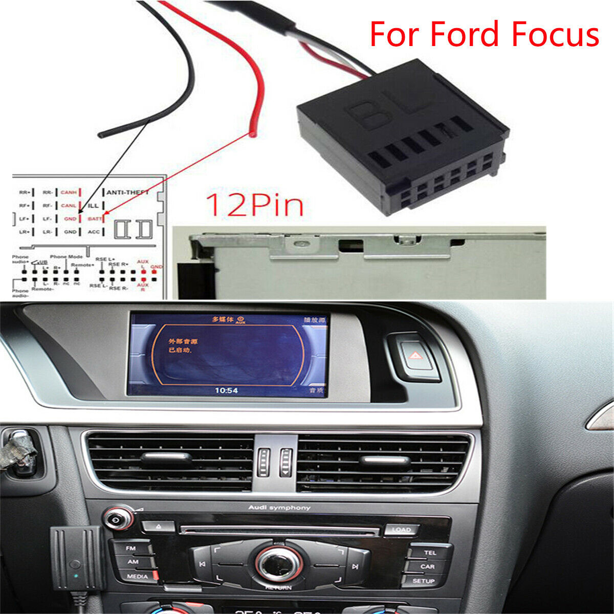 Bluetooth 5.0 Car AUX Audio Adapter For Ford Focus Mondeo CD 6000 6006 5000C