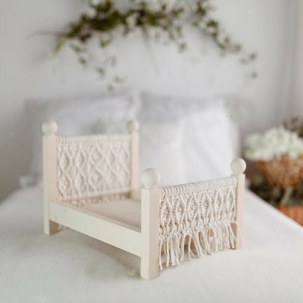 Baby Props Baby Crib White Solid Wood Detachable Mini Bed Background Accs
