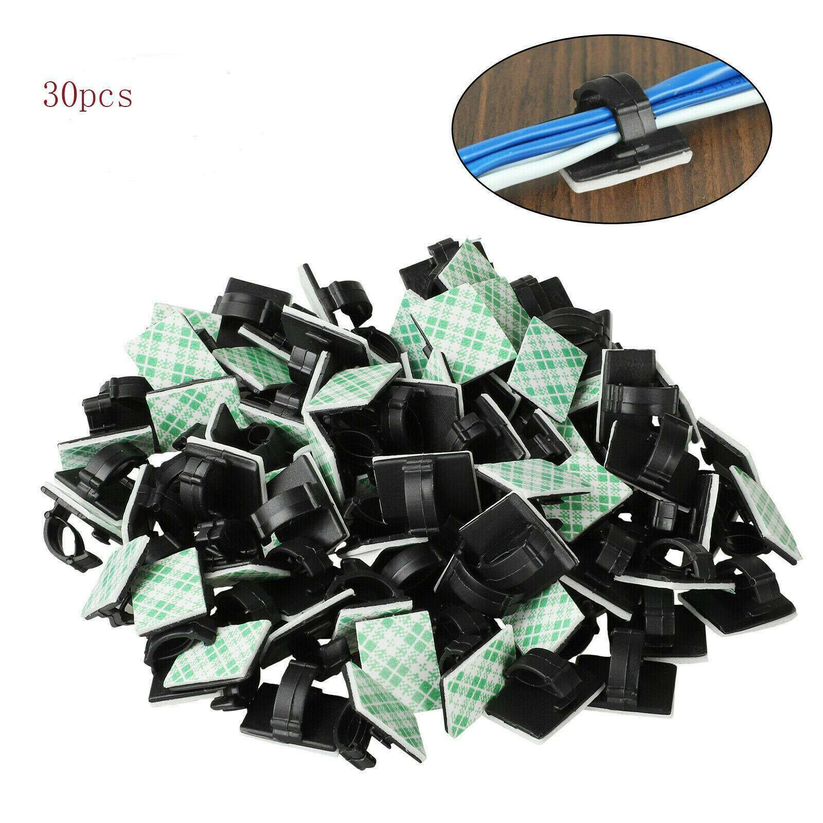 30pcs Self-Adhesive Cable Car Wire Clips Ties Plastic Rectangle Cable Holder New
