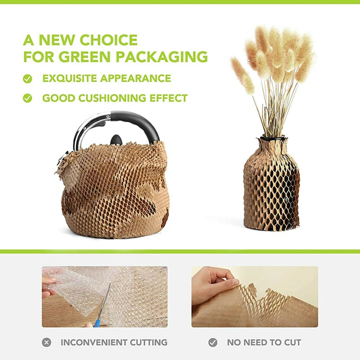 100 Sheets Honeycomb Padding Paper, Eco-Friendly Bubble Kraft Paper Wrapping for