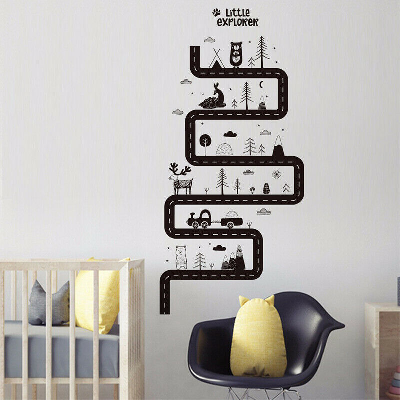 Cartoon Animal Car Road Wall Stickers for Kids room Vinyl Removable Art M.l8