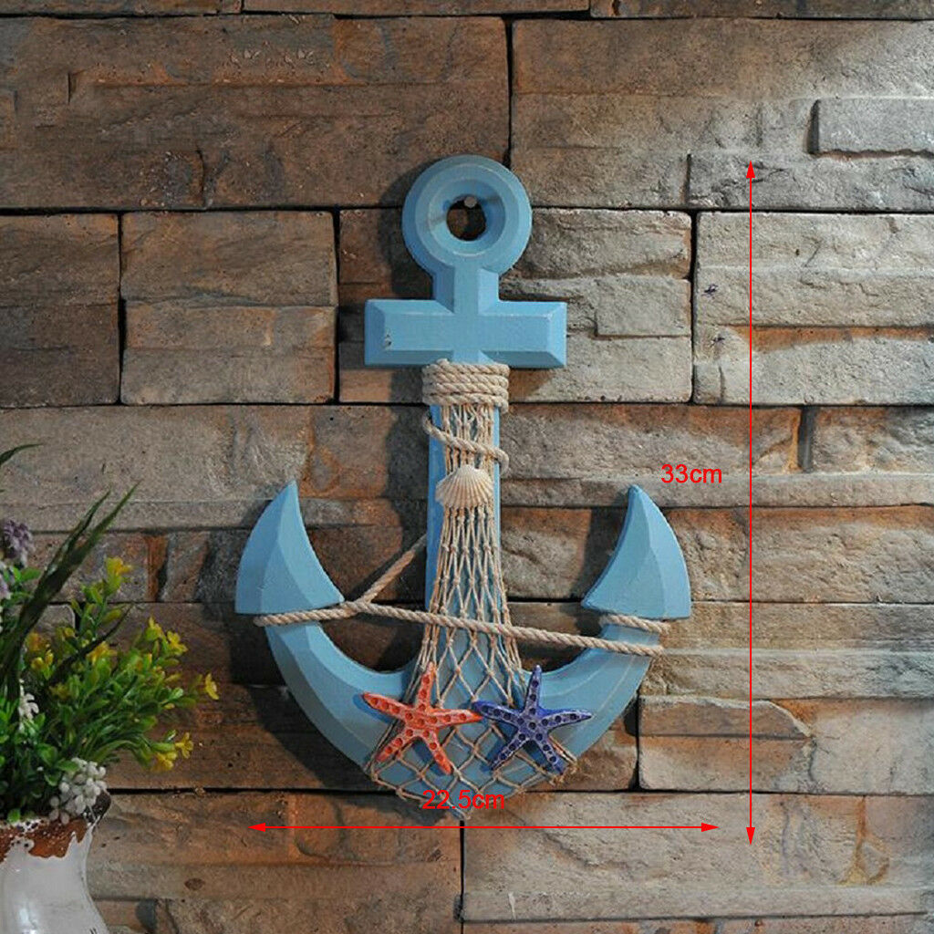 Wooden Anchor Wall Plaques Beach Tropical Decorative Wall Artwork Ornament#4