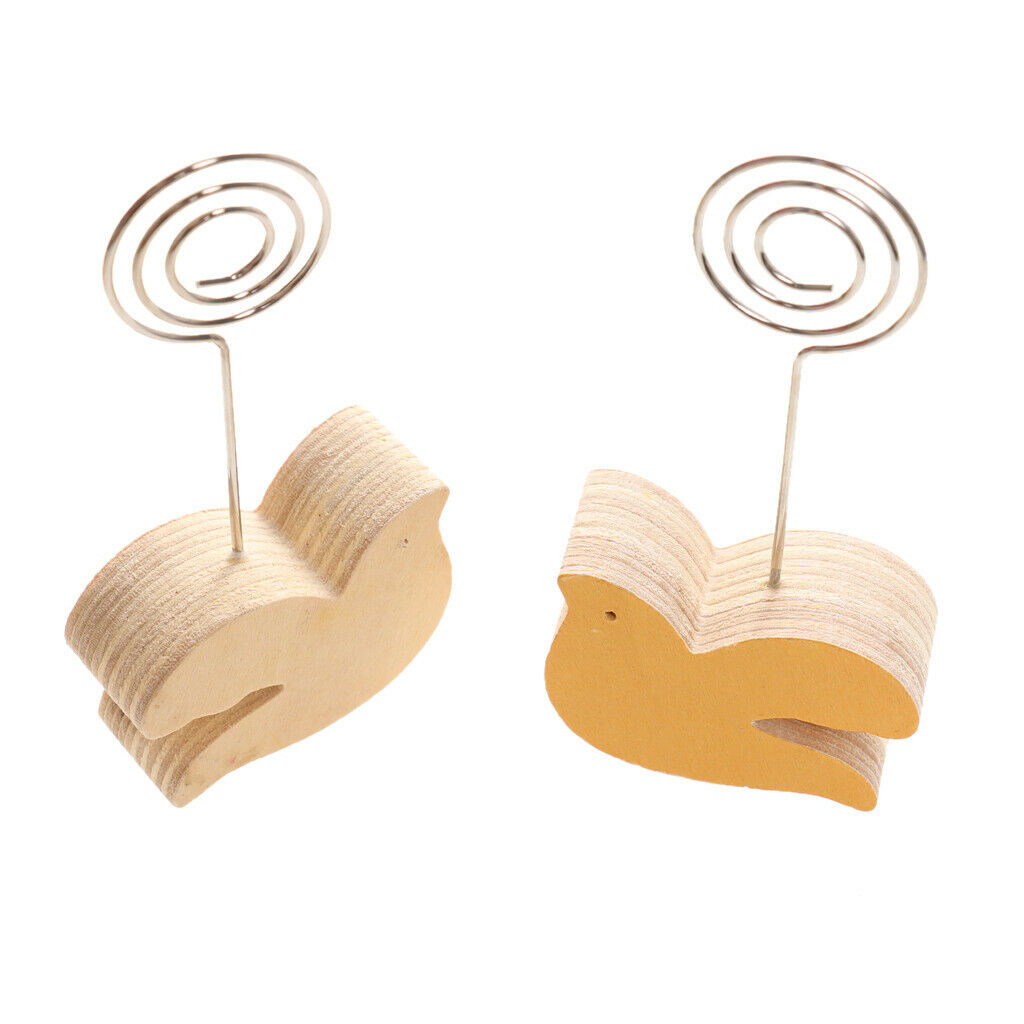 10pcs Wooden Peave Dove Memo Holder Notes Cards Wire Clip Photo Organizer