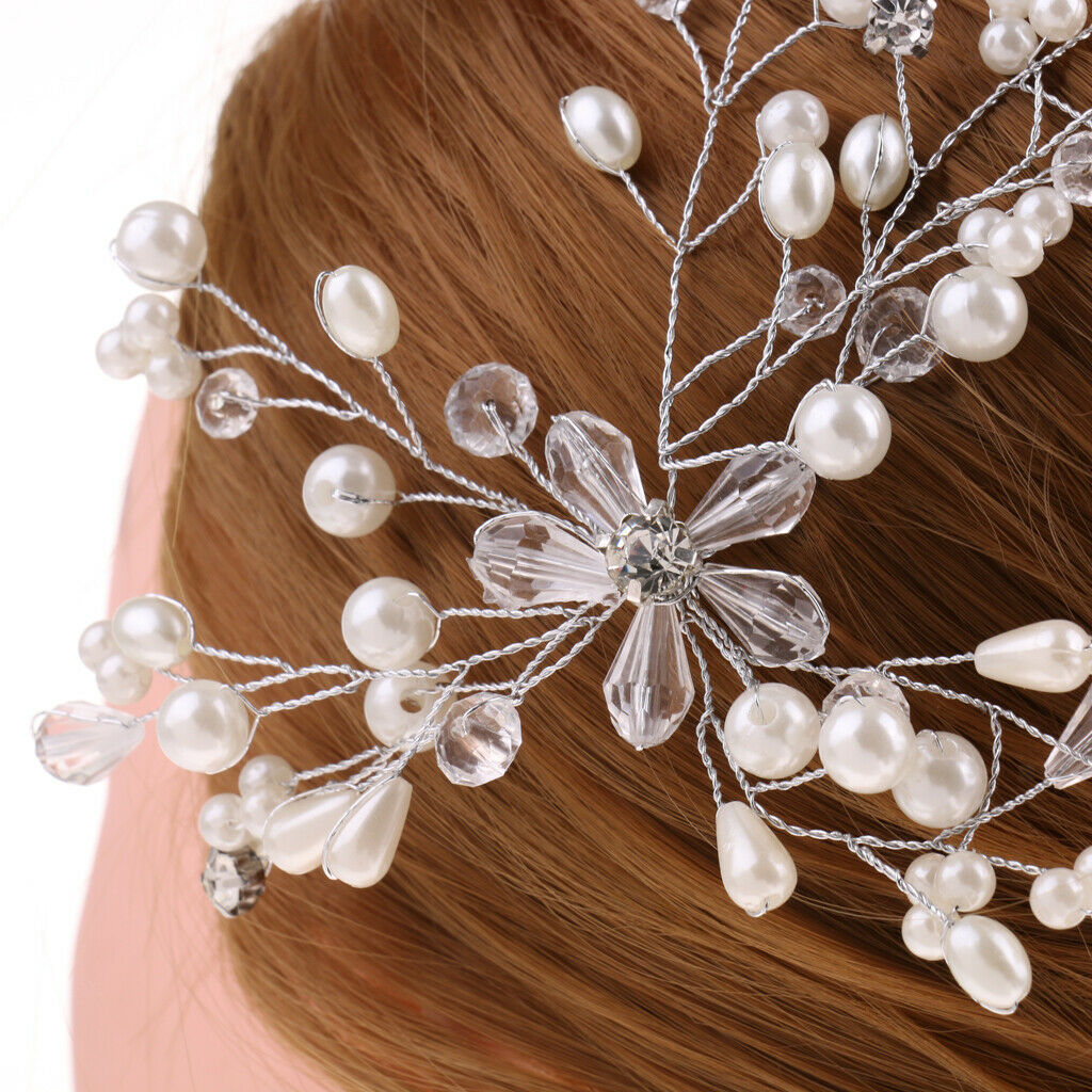 Fashion Hair Vine Pearls Crystal Rhinestone Wedding Woman Bridal Headpieces