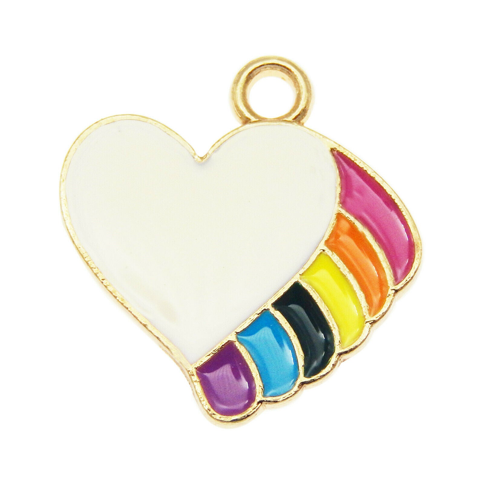 16 pcs Colorful Enamel Charm Heart Shape Alloy Pendant Earring Dangle 18*18mm