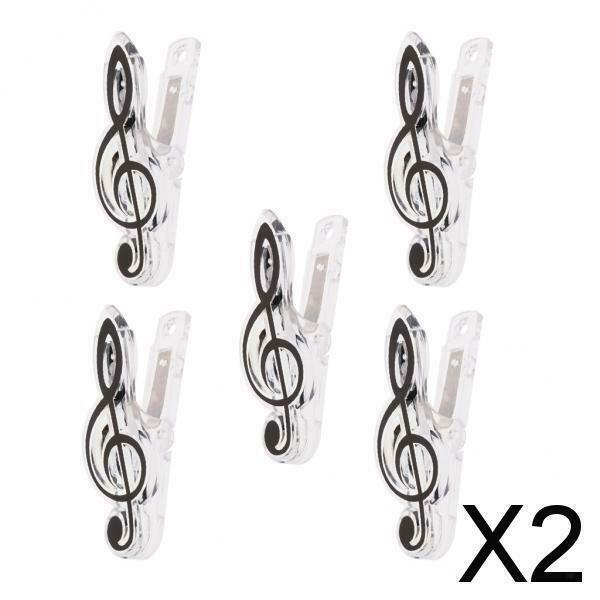 2X 5 Pieces Music Note Clip Music Book Page Plastic Music Stataionary Black